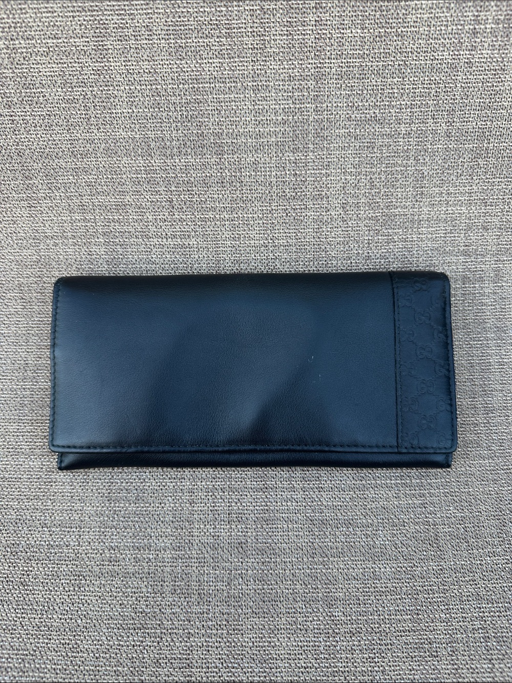 GUCCI Black Leather Long Wallet